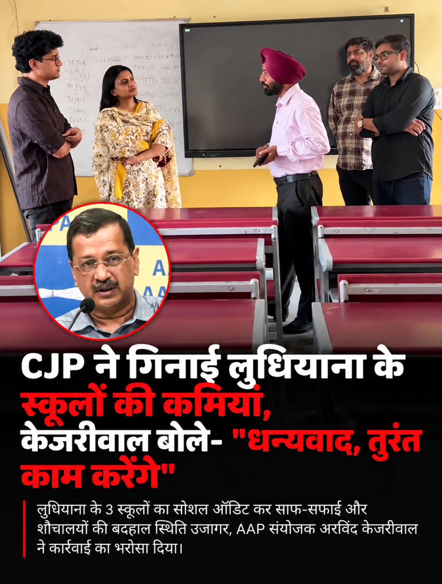 Kejriwal thanks CJP over Ludhiana school gaps, highlighting a more open response to citizen audits — with limits